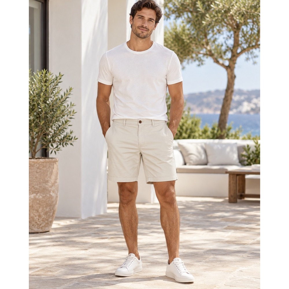 Tommy Bahama Boracay Khaki Tan Chino Shorts Mens 35x9 Cotton Tencel Stretch